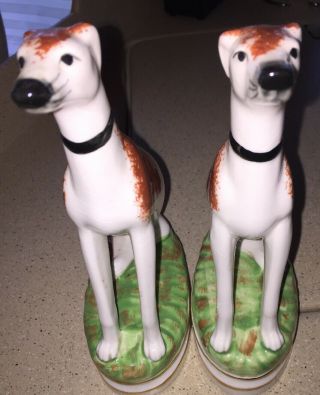 Pair VTG Porcelain Pygmalion Greyhound Whippet Dog Bookend Figurine Fitz & Floyd 3