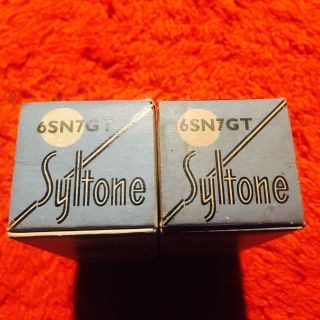 Nos Rare Matched Pair 6sn7 Syltone Round Plate D Getter Tubes