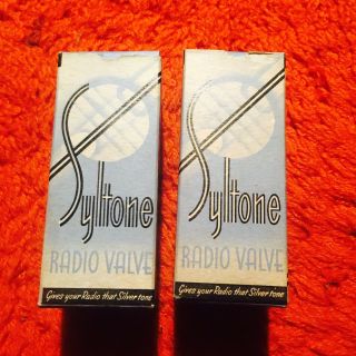 NOS RARE MATCHED PAIR 6SN7 SYLTONE ROUND PLATE D GETTER TUBES 7