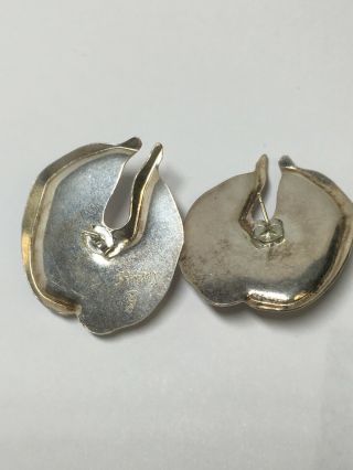 Vintage Artisan Signed Sterling Silver 14k Gold Freshwater Pearl Dragon Earrings 5