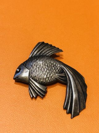 Jo Michels Sterling Silver Fish Brooch