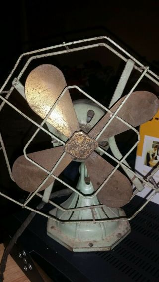 Vtg Antique Fitzgerald Star - Rite Brass Blade Electric Fan 8 " Style 832sim