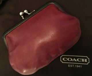 Coach Vintage Coin Purse Soft Red Leather Framed Kisslock Wallet