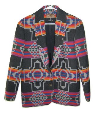 Vintage Pendleton Knockabout Southwest Tribal Wool Blanket Jacket Blazer Coat S