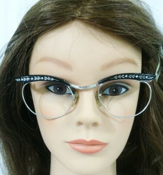 Vintage American Optical Cat Eye Eyeglass Sample Frames 1 - 10 12kgf Rhinestones