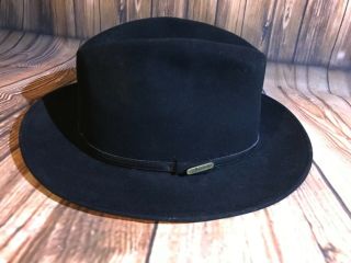Vintage Borsalino Alessandria Italy Black Felt Fedora Hat Size Large 7 3/8