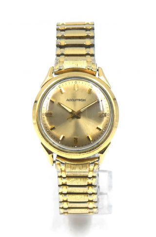 Vintage Bulova Accutron 221 M6 Quartz Wristwatch 10k Gold Filled Stainless Steel