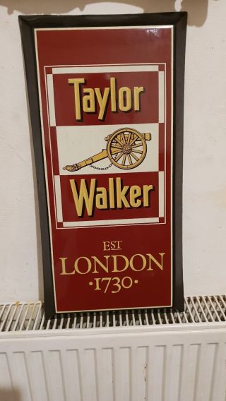 Rare Vintage Taylor Walker Steel Porcelain Enamel Pub Sign