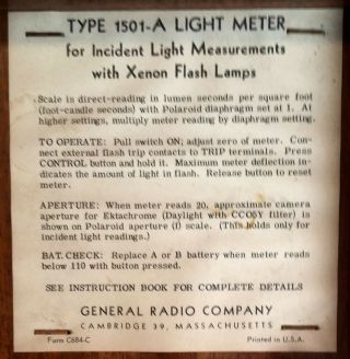 General Radio 1501 - A Light Meter W/ 1501 - PI Probe Vintage Photograph Wood Box 4