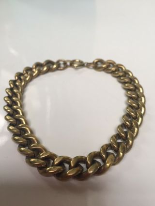 Vintage Unisex Rolled Gold Heavy Flat Curb Link Bracelet 25 Grams 7.  75 "