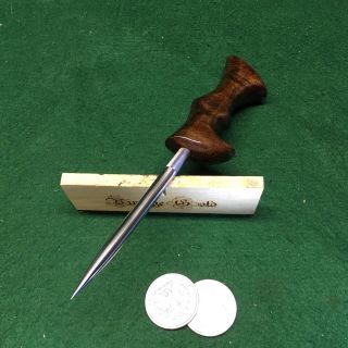 Vintage Gold Blacksmith Custom Ice Pick Awl Tool Custom Black Walnut Handle
