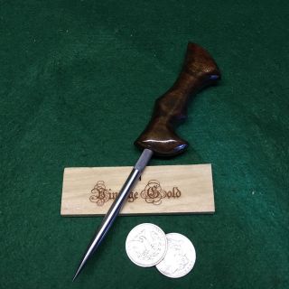 Vintage Gold Blacksmith Custom Ice Pick Awl Tool Custom Black Walnut Handle 4