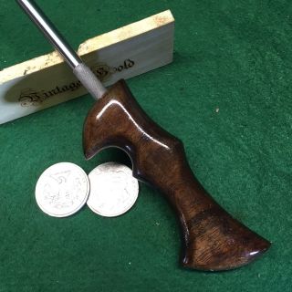 Vintage Gold Blacksmith Custom Ice Pick Awl Tool Custom Black Walnut Handle 5