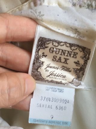 Vintage Gunne Sax Cream Pink Floral Boho Hippie Maxi Dress XS/S 9 5