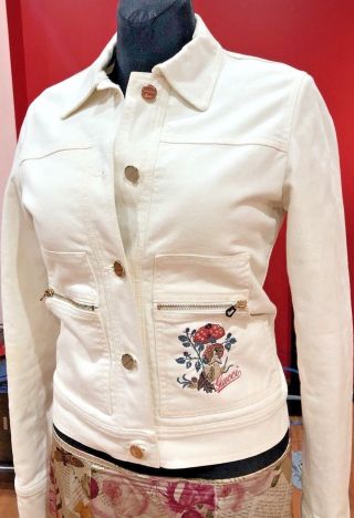 Gucci For Tom Ford Limited Edition Embroidered Mushroom Ivory Jacket Sz40/s Rare