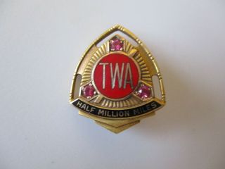 Vintage 1960 Era Twa Airlines 500,  000 Miles Award Employee Service Pin