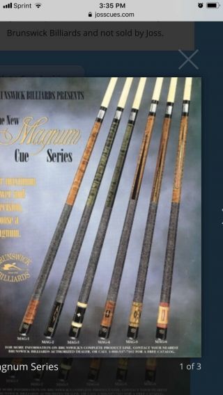 Rare Brunswick Cue By Joss - MAG6 With 2 Shafts. 6