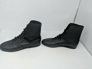 Pony Boxing Black Leather Boots Shoes K.  O.  Mens Size 11 VTG 6