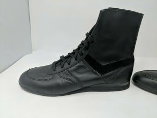 Pony Boxing Black Leather Boots Shoes K.  O.  Mens Size 11 VTG 8