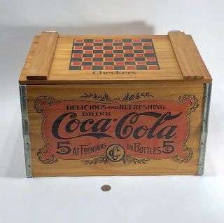 Vintage Coca - Cola Wooden Crate Checkerboard Lid 17 3/4 L 10 3/4h 11 3/4w