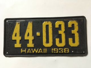 1938 Hawaii License Plate 100 All Rare