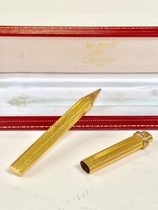 Vintage Les Must De Cartier Paris Ballpoint Pen Gold Plate