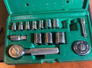 Vintage S - K Tools Socket Set (0453557 - 1) W/ Thumbwheel Ratchet Made In Usa