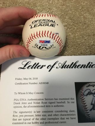 Derek Jeter Nolan Ryan Signed Baseball PSA DNA Certified Autograph LOA Rare 3