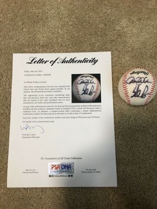 Derek Jeter Nolan Ryan Signed Baseball PSA DNA Certified Autograph LOA Rare 5