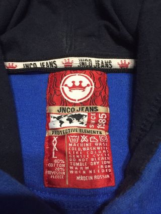 Vintage JNCO Jeans Men ' s Hoodie Sweatshirt Size 2XL XXL Blue Vtg Deadstock RARE 3