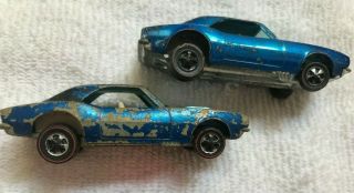 TWO Vintage 1967 Hot Wheels Redlines CUSTOM CAMARO 2