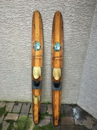 Vintage Wooden Cypress Gardens,  Dick Pope Jr Water Skis Wood 68 "