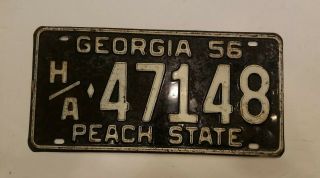 Vintage 1956 Georgia Peach State Automobile License Plate Tag H/A 47148 Garage 3