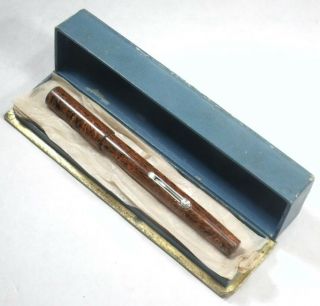 Vintage C1930 Psf 5 1/4 " Red Ripple Pen With Waterman Slight Flex Gold Nib.