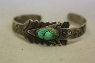 Vintage Old Pawn Sterling Silver Turquoise Cuff Bracelet