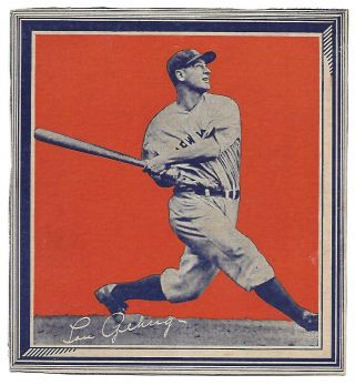 1935 Lou Gehrig Wheaties Series 1 Hand Cut Box Panel Extremely Rare Hot