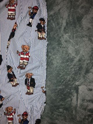 Vintage Ralph Lauren All Over POLO BEAR Striped Bed Sheets & Fitted FULL Size 5