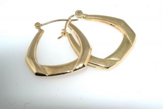 Pair 14k Yellow Gold Angular Hoop Earrings
