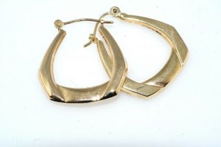 Pair 14k Yellow Gold Angular Hoop Earrings 2