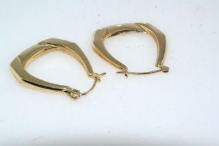 Pair 14k Yellow Gold Angular Hoop Earrings 3