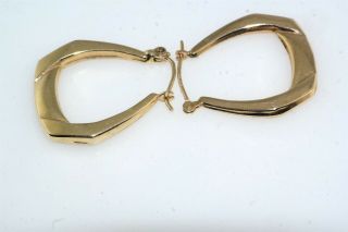 Pair 14k Yellow Gold Angular Hoop Earrings 4