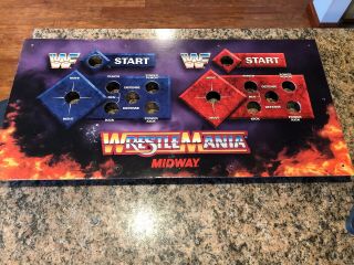 Vintage Wwf Wrestlemania Arcade Control Panel Overlay Cpo Midway.