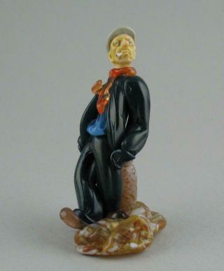 Vintage 1950s Zelezny Brod Sklo Czech Art Glass Figure Of A Smoking Man