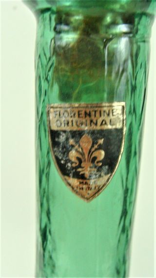 Vintage Mid Century Italian Glass Empoli Rossini Decanter Genie Bottle Green 22” 3