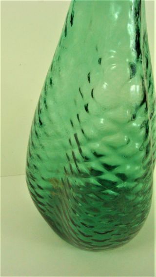 Vintage Mid Century Italian Glass Empoli Rossini Decanter Genie Bottle Green 22” 5