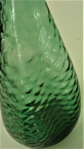 Vintage Mid Century Italian Glass Empoli Rossini Decanter Genie Bottle Green 22” 6