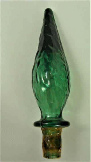 Vintage Mid Century Italian Glass Empoli Rossini Decanter Genie Bottle Green 22” 8
