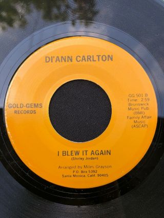 RARE Modern Soul 45 DI’ANN CARLTON HE SAYS CALL ME/ I BLEW IT AGAIN VG, 2