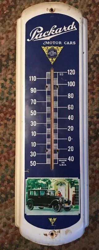 Vintage Packard Motor Cars Wall Thermometer Auto Advertising Tin Sign