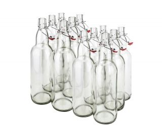 32 Oz.  Ez Cap Vintage Clear Home Brewing Beer Oil Glass Bottles,  Case Of 12